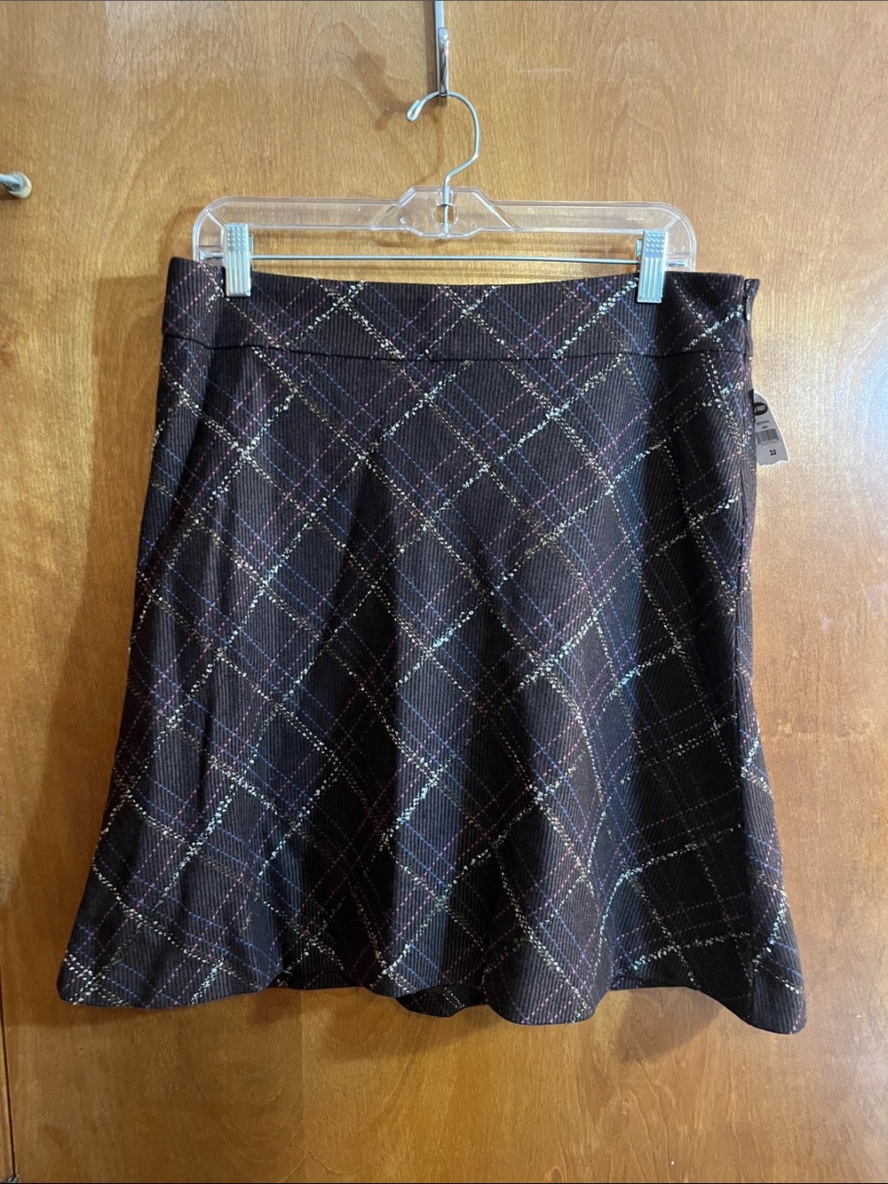 Old Navy Size 10 Brown Plaid Skater Skirt with Subtle Multicolor Threads Bundle